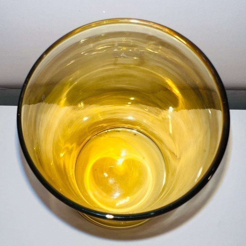 VINTAGE Amber Glass Vase With Bubble Style Bottom - Picture 2 of 4